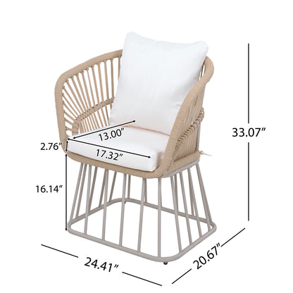 Luxury 7-Piece Teak Outdoor Dining Set – Modern Patio Furniture with Wicker Chairs & Cushions