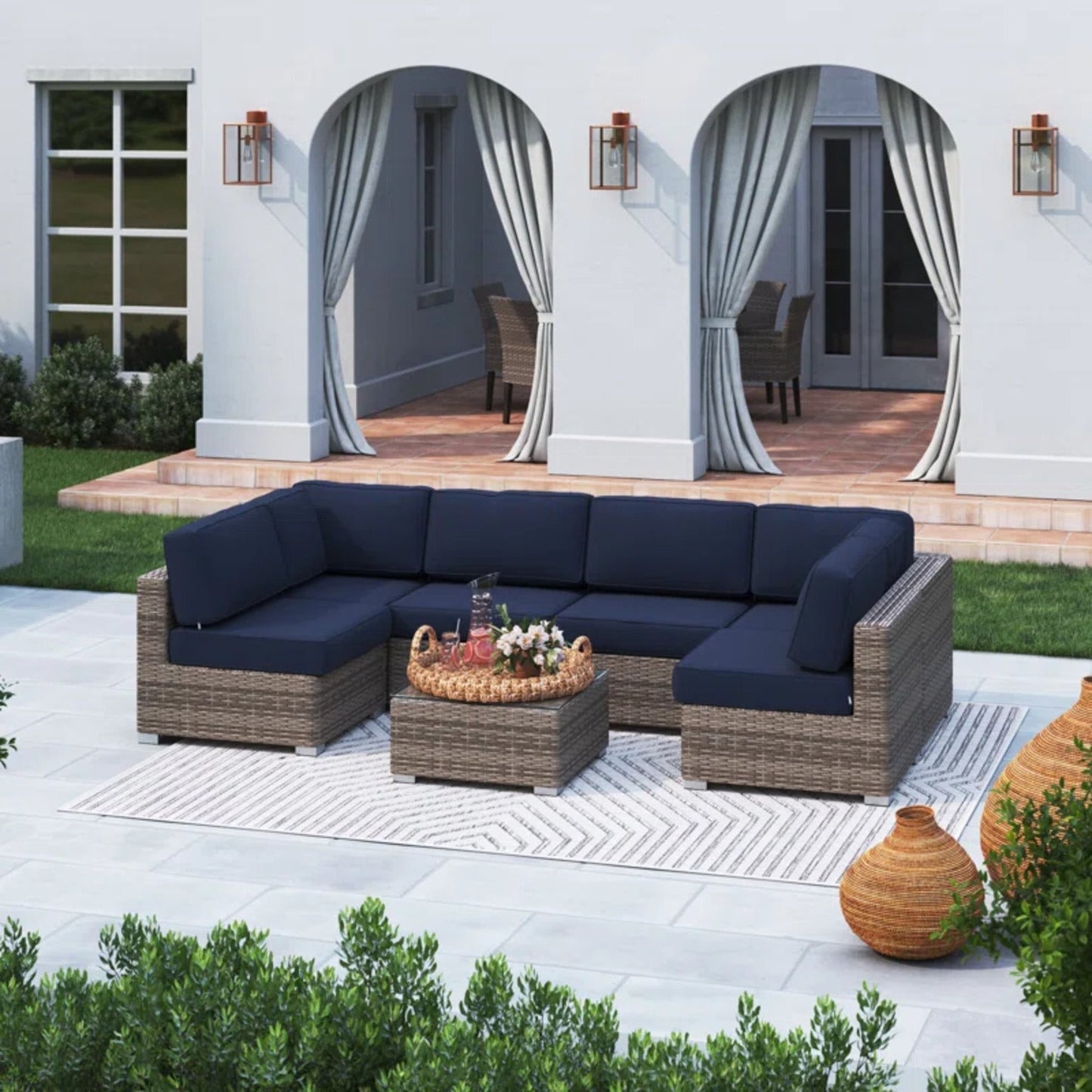 All-Weather Wicker 6-Person Outdoor Sofa Set