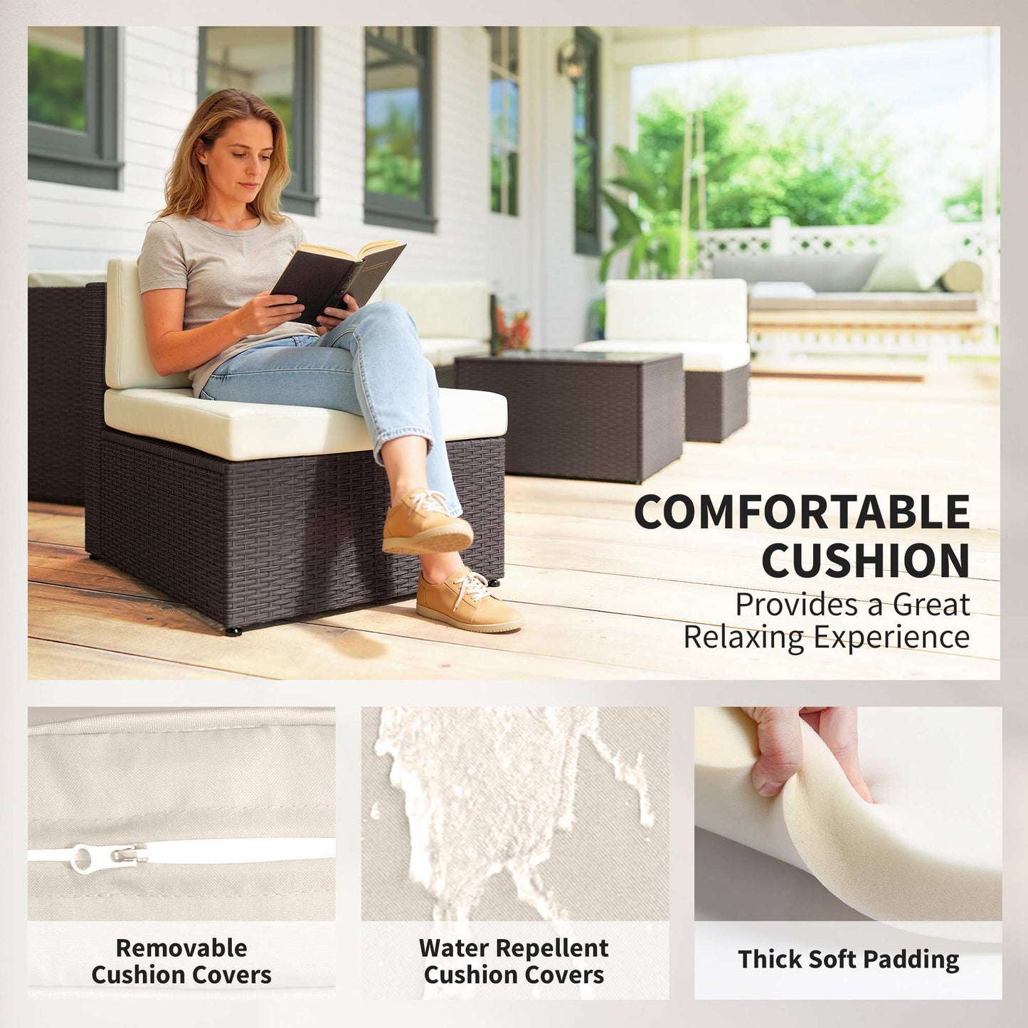 7-Piece Outdoor Sectional Sofa Set | All-Weather PE Rattan Patio Furniture with Coffee Table