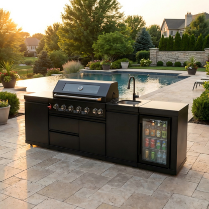 Deluxe Stainless Steel 6-Burner Outdoor Kitchen Grill