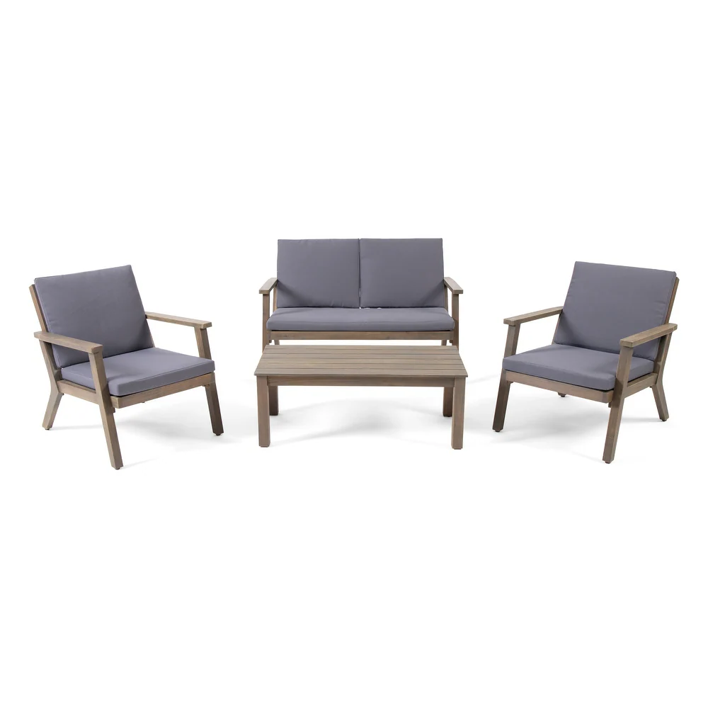 Temecula Outdoor Acacia Wood 4-Seater Chat Set