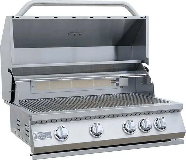 St. John 7’6" Outdoor Kitchen Bar Island – Kokomo 32" Grill, Fridge, 5 LED Lights & Bar Seating for 6–8