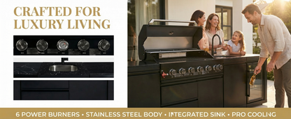 Deluxe Stainless Steel 6-Burner Outdoor Kitchen Grill
