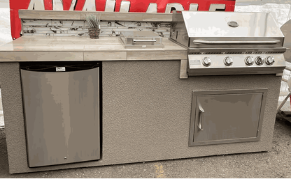 Kokomo Bali 7’6" Outdoor Kitchen Island – 4-Burner Grill, Side Burner, Fridge & Backsplash | Propane
