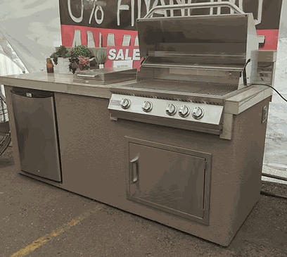 Kokomo Bali 7’6" Outdoor Kitchen Island – 4-Burner Grill, Side Burner, Fridge & Backsplash | Propane