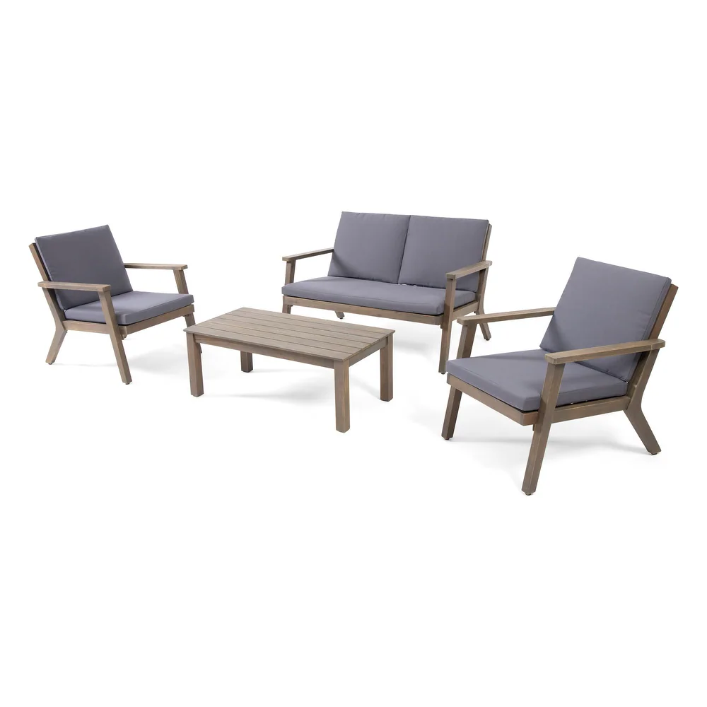 Temecula Outdoor Acacia Wood 4-Seater Chat Set