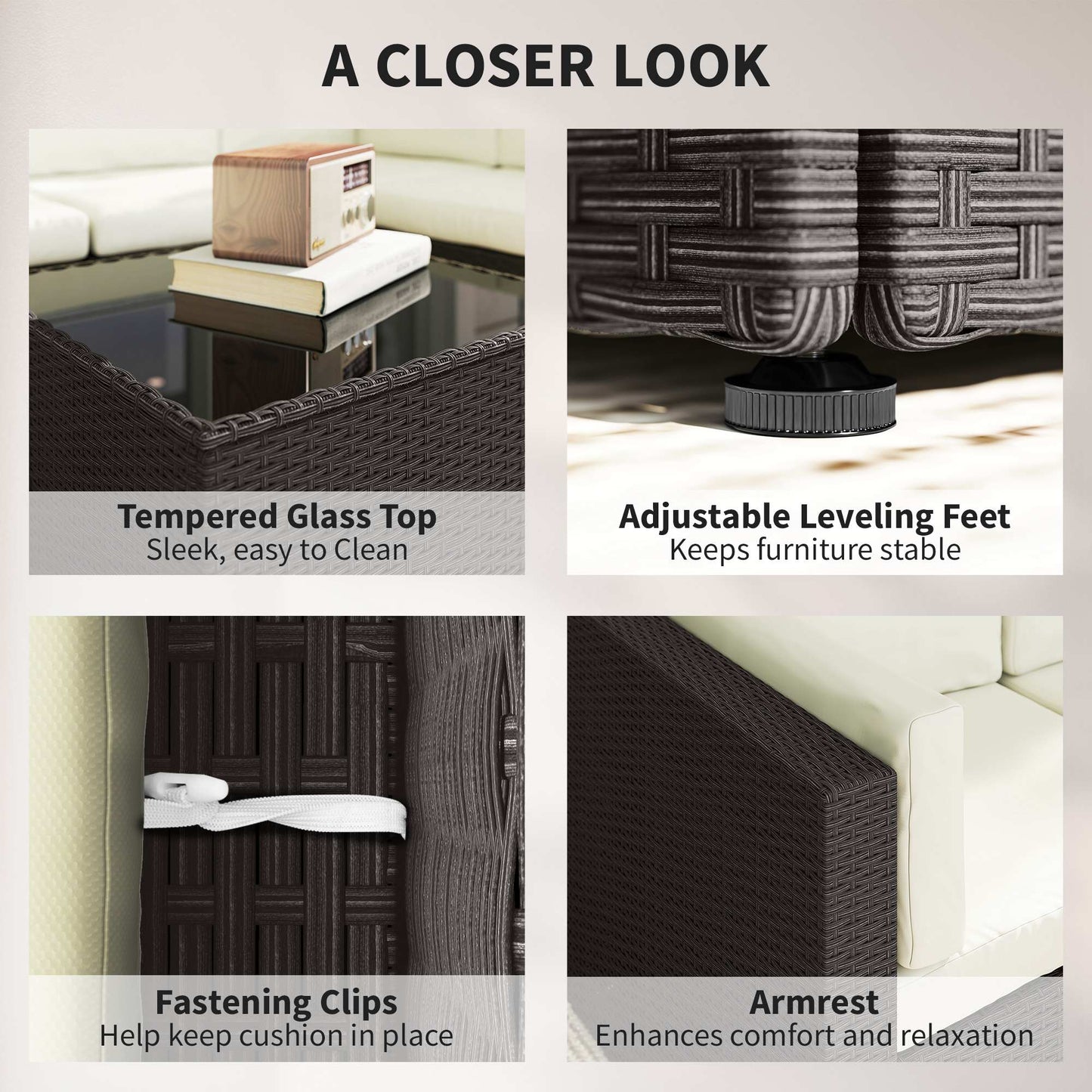 7-Piece Outdoor Sectional Sofa Set | All-Weather PE Rattan Patio Furniture with Coffee Table