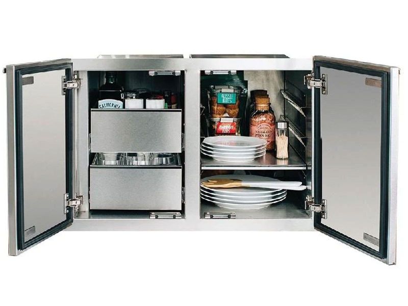 Summerset 36-Inch Stainless Steel 2-Drawer Dry Storage Pantry & Enclosed Cabinet Combo with Hidden Hinge